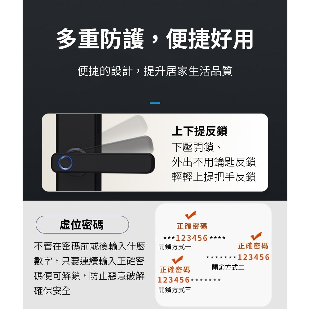 【Komori森森機具】智慧門把鎖 三合一 免打孔 免鑿孔 智能鎖 門鎖 密碼鎖 智慧鎖 指紋鎖 卡片鎖 數位鎖 防盜鎖-細節圖5