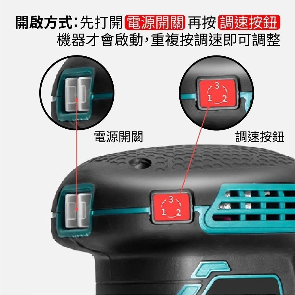 【Komori森森機具】 牧田款 鋰電砂光機 電動砂紙機 散打 研磨機 磨平機 磨光機 打磨機 拋光機 膩子 牆壁 家具-細節圖3