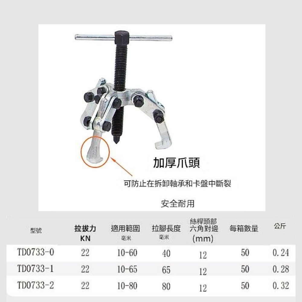 【Komori 森森】 迷你三爪拉馬 雨刮臂拉馬 三爪分體拉腳拉馬 電機馬達拉拔器 軸承拆卸拉拔器-細節圖4