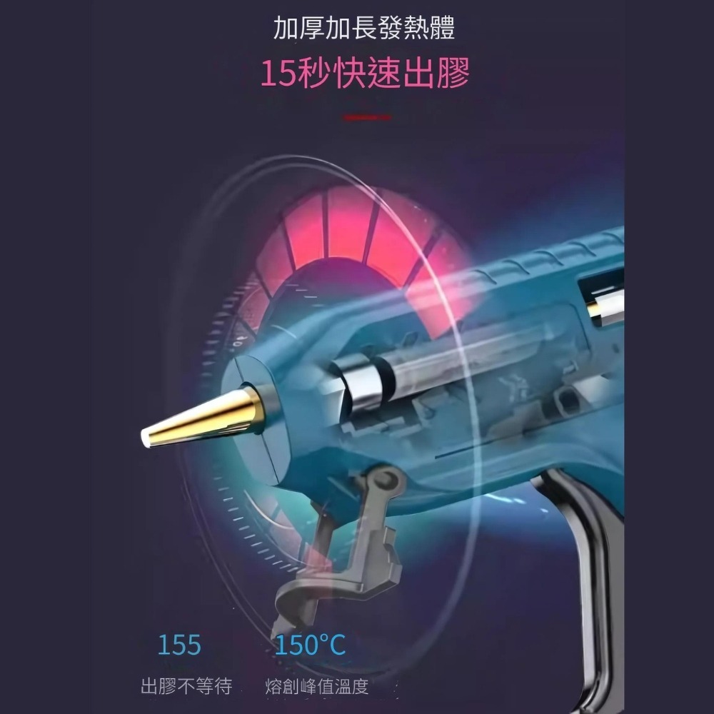 【Komori 森森機具】3.6V鋰電熱熔膠槍 150°C峰值無線使用 萬能電溶膠槍 充電式 DIY手工製作/修補-細節圖7