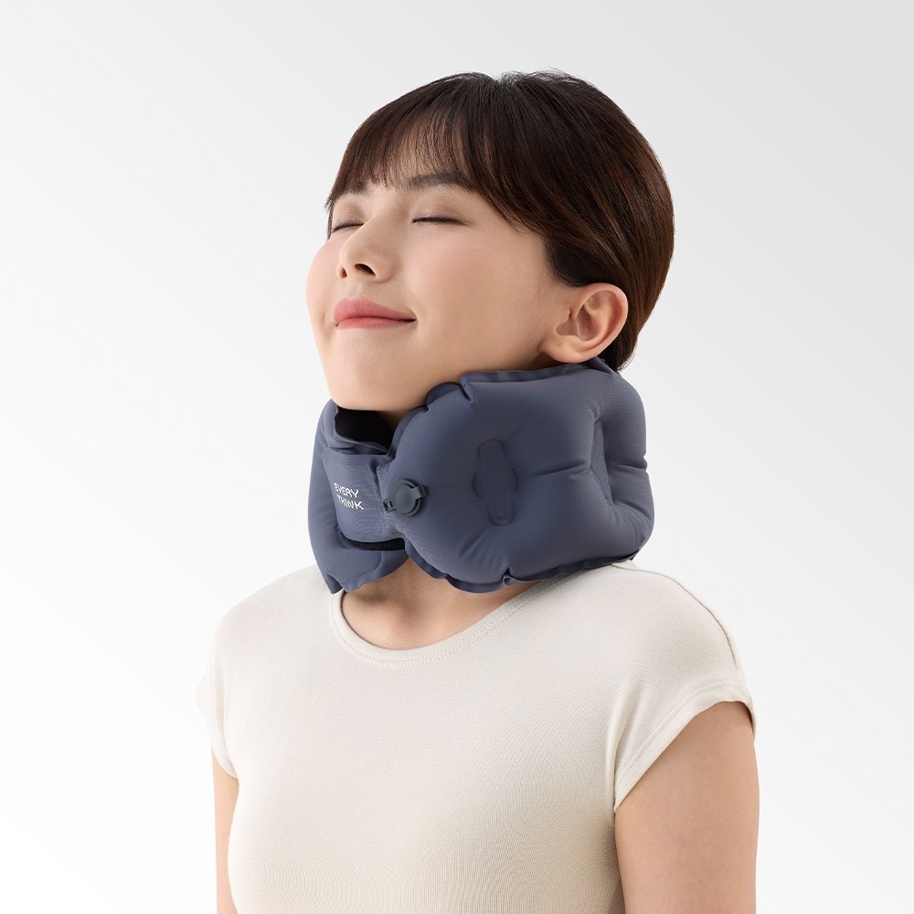 EVERY THINK｜捲捲充氣護頸枕 口袋旅行枕 10秒快速充氣 環繞支撐 軟硬可調 多色可選-細節圖4