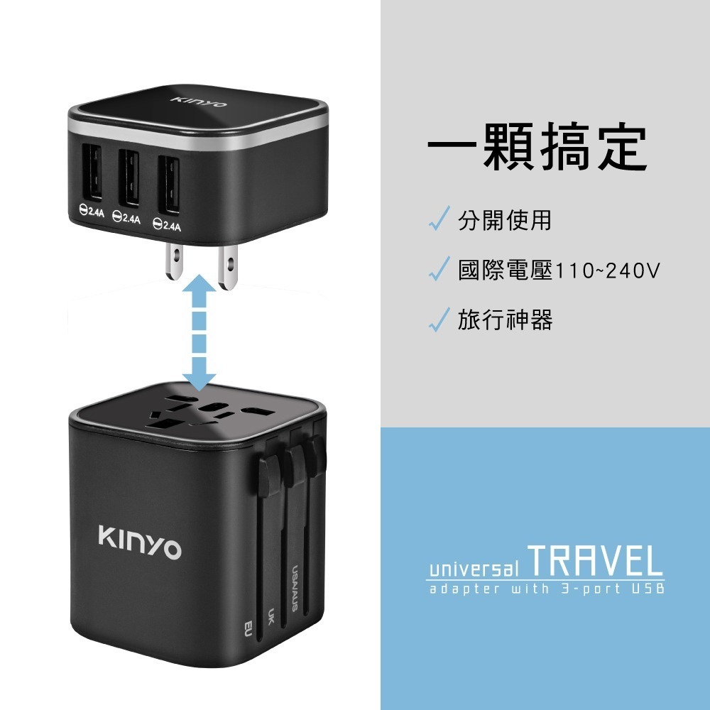 【KINYO】多合一旅行萬國轉接頭 (MPP-2345) 出國旅行必備-細節圖3