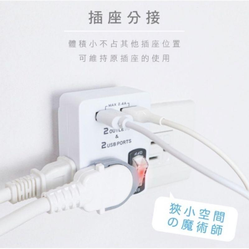 【KINYO】雙USB+2插節能分接插座 (UR-0565) 可當 3轉2使用 usb插座 usb充電器 原廠保固一年-細節圖6