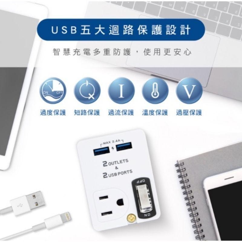 【KINYO】雙USB+2插節能分接插座 (UR-0565) 可當 3轉2使用 usb插座 usb充電器 原廠保固一年-細節圖8