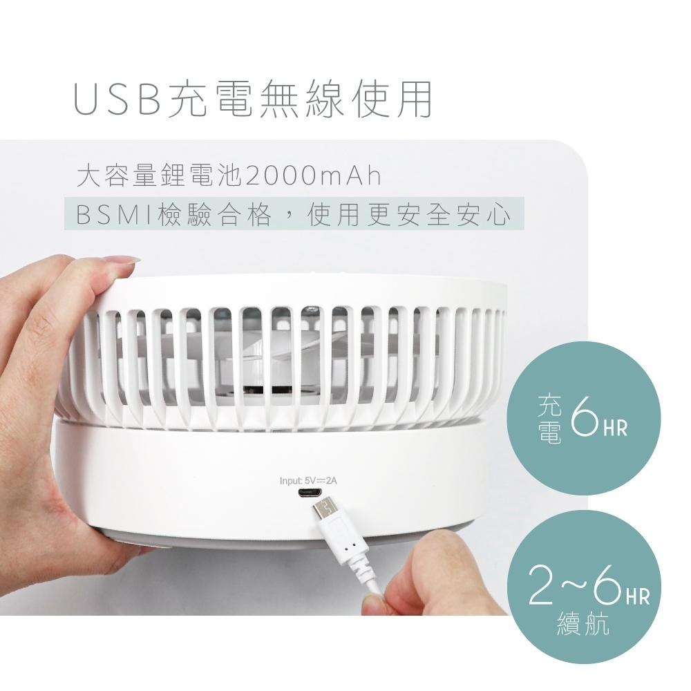 【KINYO】摺疊桌掛三用扇 (UF-8625) 掛扇 吊扇 桌扇 壁扇 USB充電電扇-細節圖4