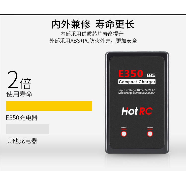 《HT》RC樂 E350 HOTRC簡易型2~3S鋰電池充電器 (25W/2A/2~3S充電)-細節圖4