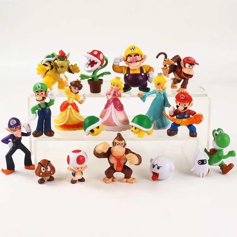 瑪莉兄弟 瑪利歐 路易吉 比奧 庫巴 烏龜 蘑菇頭 耀西 香菇王國 碧琪公主 大魔王 大金剛 擺件 卡通 動漫 玩具-細節圖2