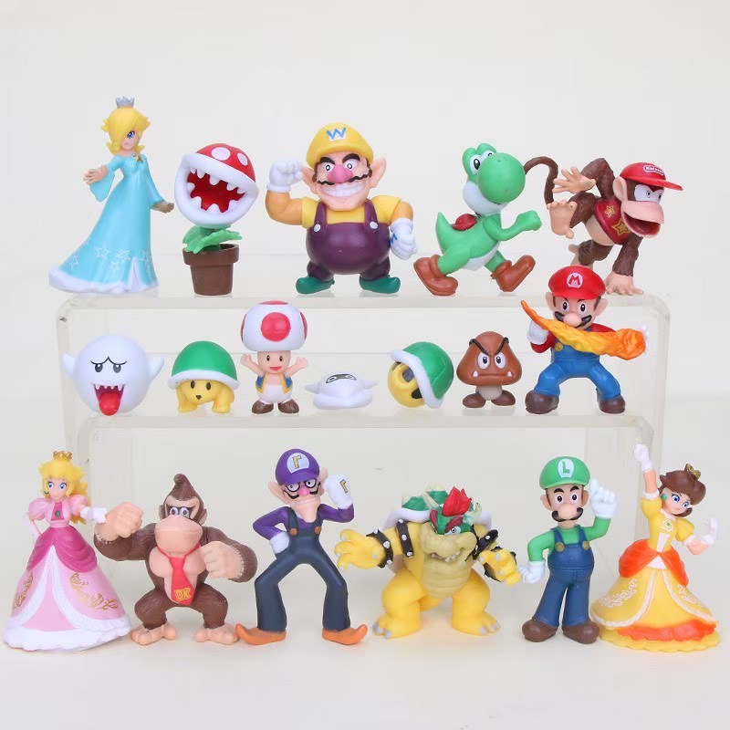 瑪莉兄弟 瑪利歐 路易吉 比奧 庫巴 烏龜 蘑菇頭 耀西 香菇王國 碧琪公主 大魔王 大金剛 擺件 卡通 動漫 玩具-細節圖9