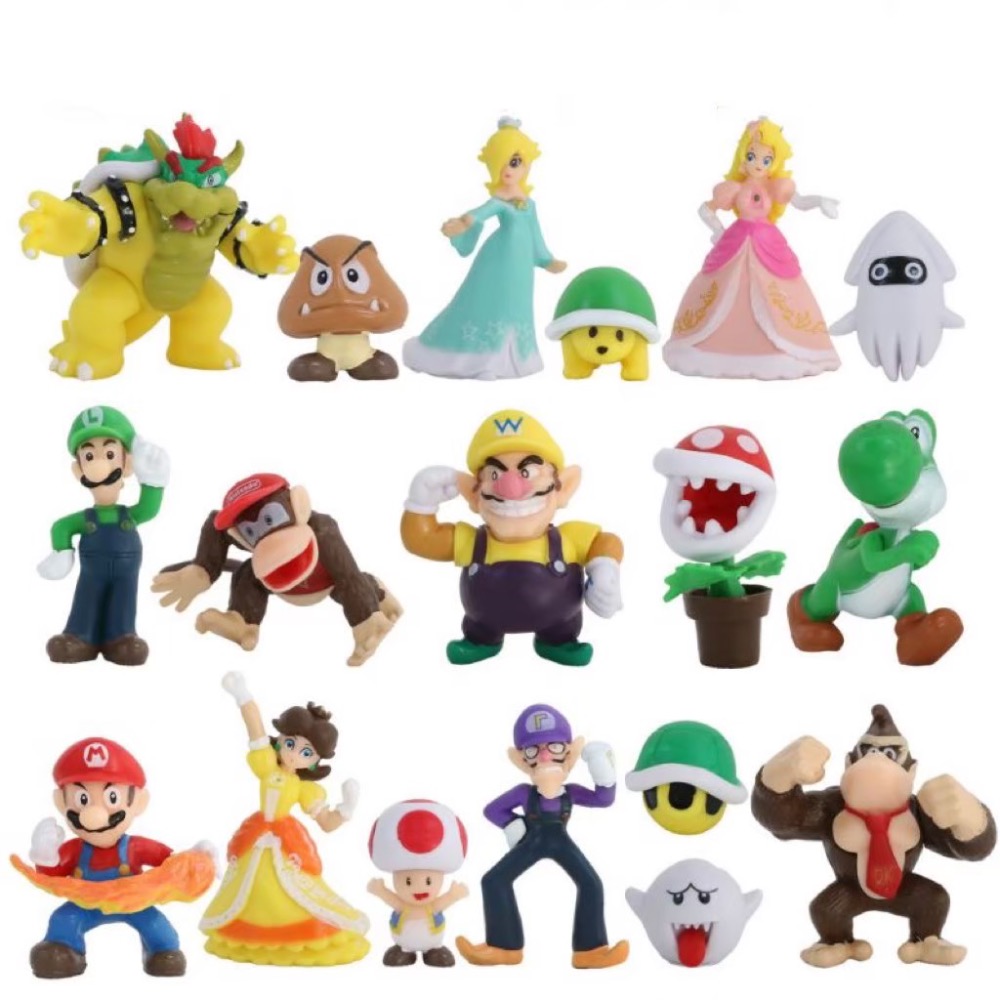 瑪莉兄弟 瑪利歐 路易吉 比奧 庫巴 烏龜 蘑菇頭 耀西 香菇王國 碧琪公主 大魔王 大金剛 擺件 卡通 動漫 玩具-細節圖11