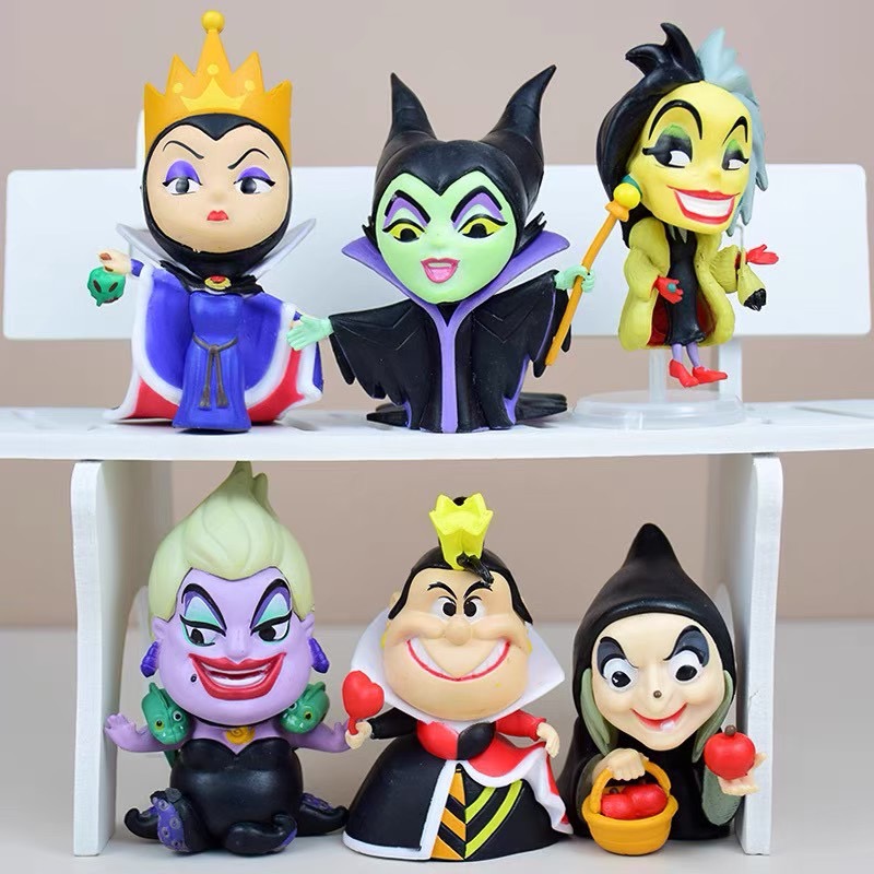 Disney 迪士尼 暗黑聯盟 反派角色 庫伊拉 邪惡皇后 白雪公主 邪惡女巫 巫婆 黑魔女 紅心皇后 公仔 玩具 擺件-細節圖2
