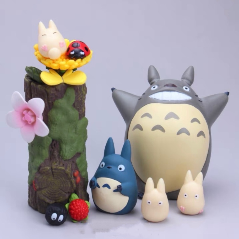 TOTORO 吉卜力 宮崎駿 龍貓 無臉男 黑貓 小龍貓 黑碳 花草 聖誕禮物 擺件 可愛 公仔 玩具 疊疊樂 平衡感-細節圖2