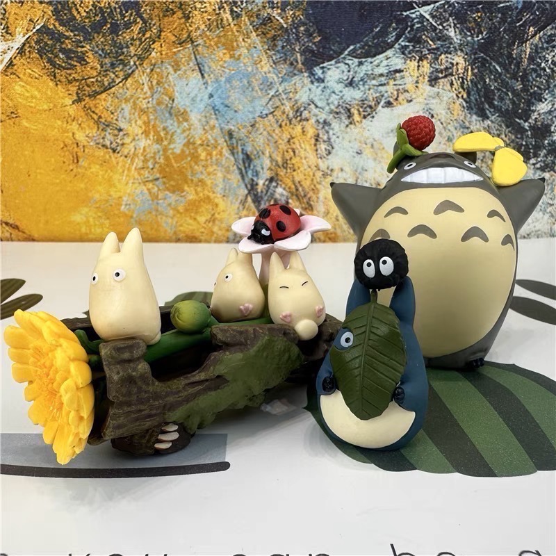 TOTORO 吉卜力 宮崎駿 龍貓 無臉男 黑貓 小龍貓 黑碳 花草 聖誕禮物 擺件 可愛 公仔 玩具 疊疊樂 平衡感-細節圖4