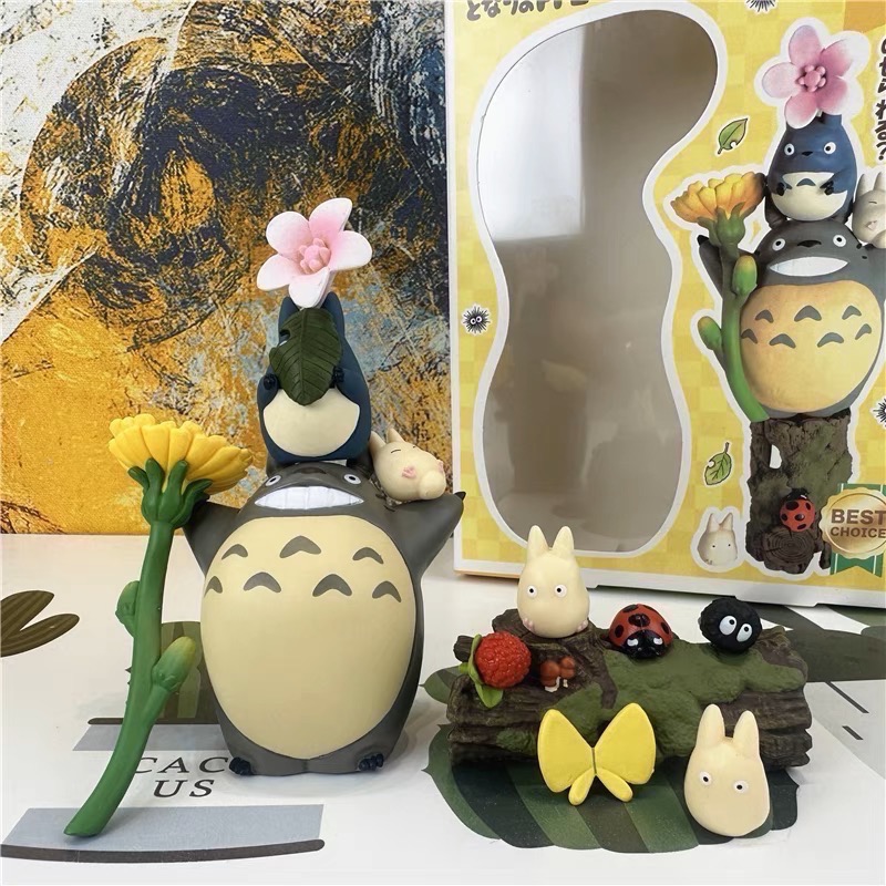 TOTORO 吉卜力 宮崎駿 龍貓 無臉男 黑貓 小龍貓 黑碳 花草 聖誕禮物 擺件 可愛 公仔 玩具 疊疊樂 平衡感-細節圖5