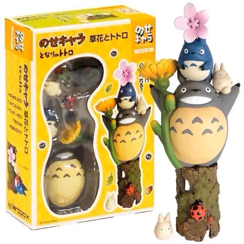 TOTORO 吉卜力 宮崎駿 龍貓 無臉男 黑貓 小龍貓 黑碳 花草 聖誕禮物 擺件 可愛 公仔 玩具 疊疊樂 平衡感-細節圖11