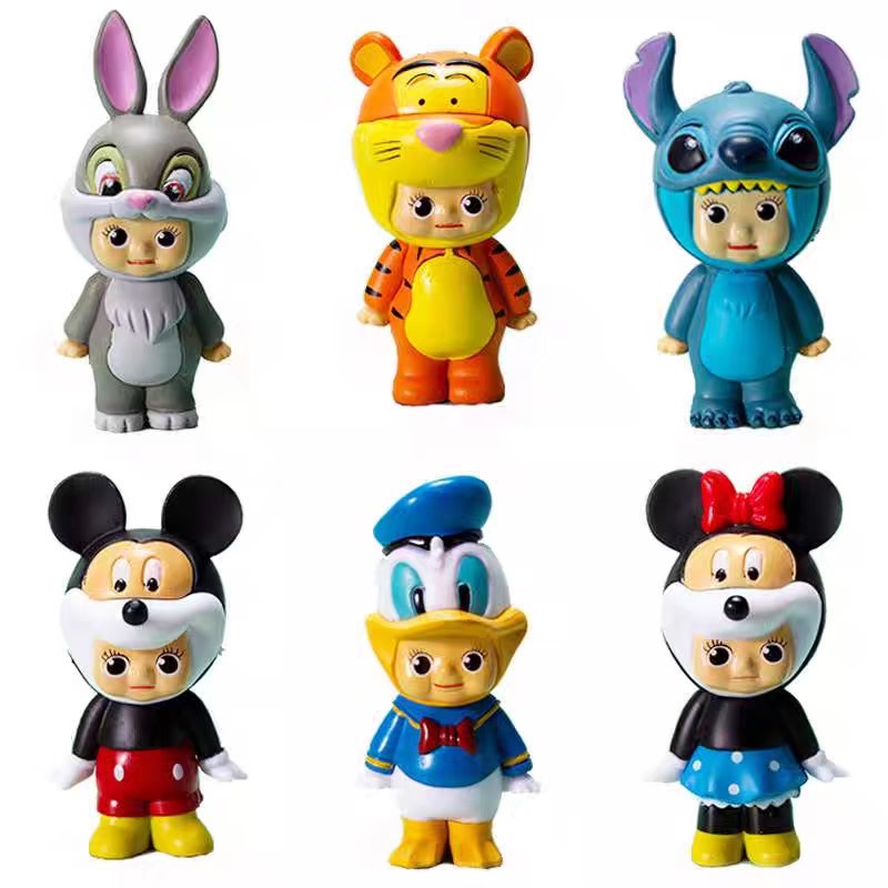 Disney 迪士尼 變裝 Q比 米奇 米妮 小熊維尼 唐老鴨 史迪奇 兔子 跳跳虎 可愛 蛋糕 公仔 擺件 玩具 療癒-細節圖2