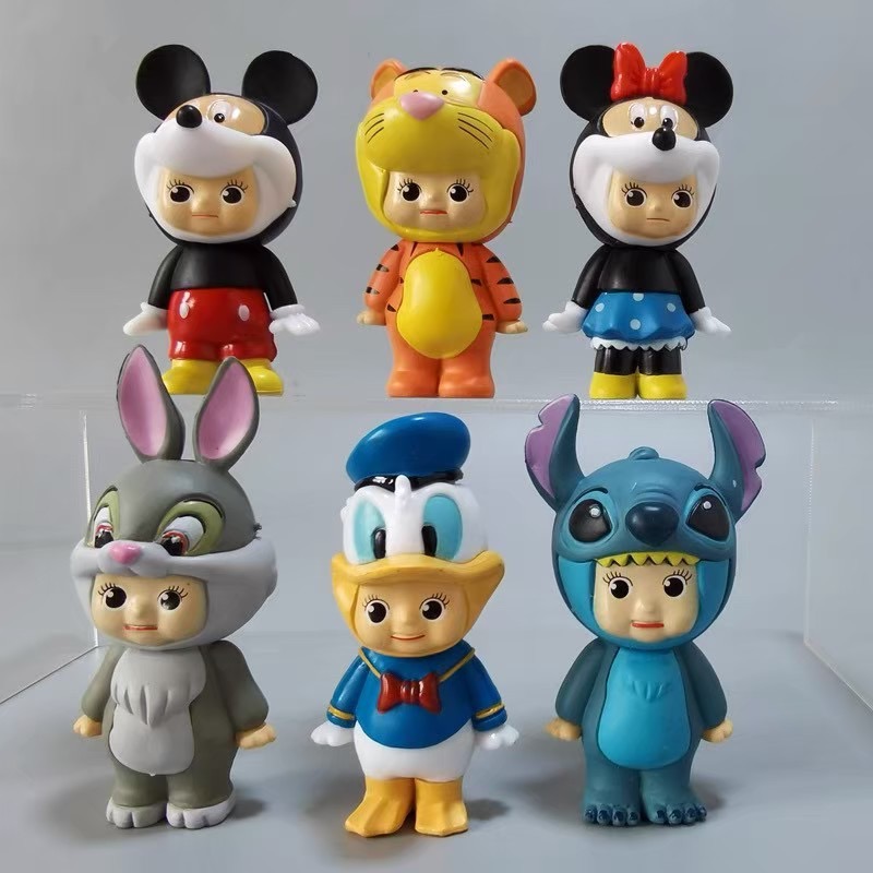 Disney 迪士尼 變裝 Q比 米奇 米妮 小熊維尼 唐老鴨 史迪奇 兔子 跳跳虎 可愛 蛋糕 公仔 擺件 玩具 療癒-細節圖3