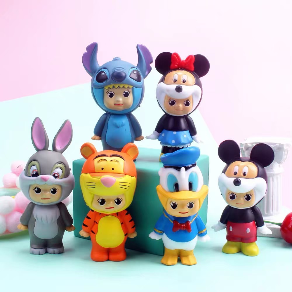 Disney 迪士尼 變裝 Q比 米奇 米妮 小熊維尼 唐老鴨 史迪奇 兔子 跳跳虎 可愛 蛋糕 公仔 擺件 玩具 療癒-細節圖6