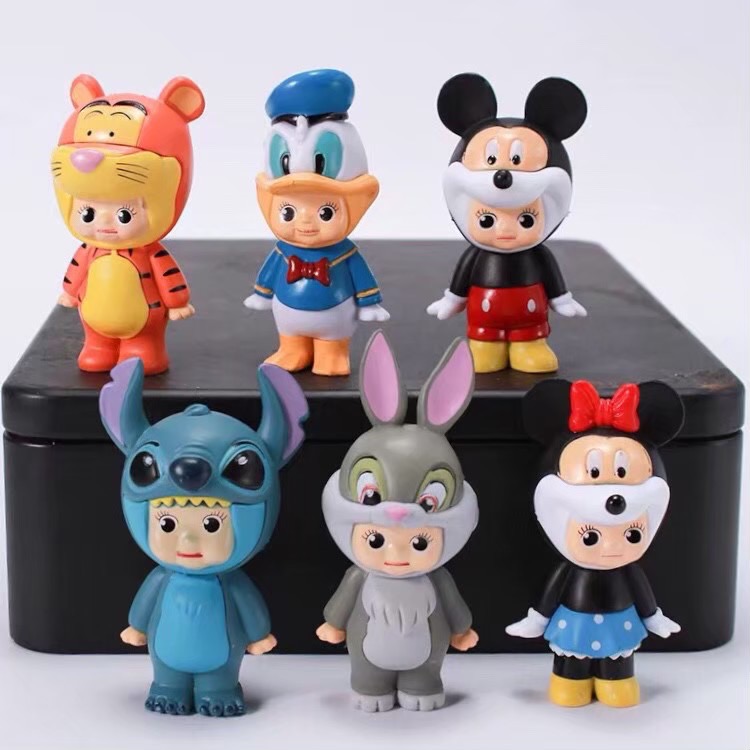 Disney 迪士尼 變裝 Q比 米奇 米妮 小熊維尼 唐老鴨 史迪奇 兔子 跳跳虎 可愛 蛋糕 公仔 擺件 玩具 療癒-細節圖8