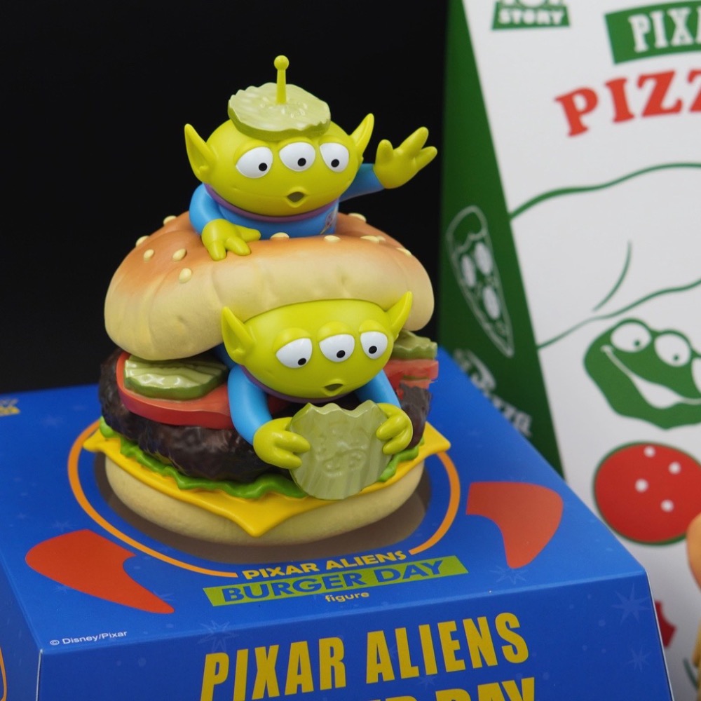 Disney 迪士尼 PIXAR 皮克斯 玩具總動員 三眼怪 三眼仔 披薩 漢堡 公仔 擺飾 卡通 動漫 變裝 聖誕禮物-細節圖9