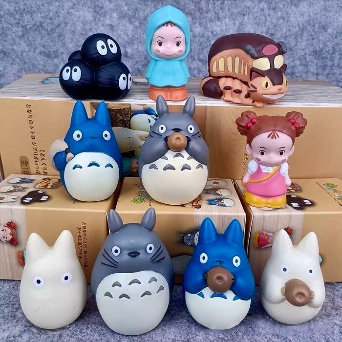 TOTORO 宮崎駿 吉卜力 龍貓 魔女宅急便 無臉男 龍貓巴士 小龍貓 小梅 黑炭 蛋糕 盒裝 玩具 擺件 手指偶-細節圖2