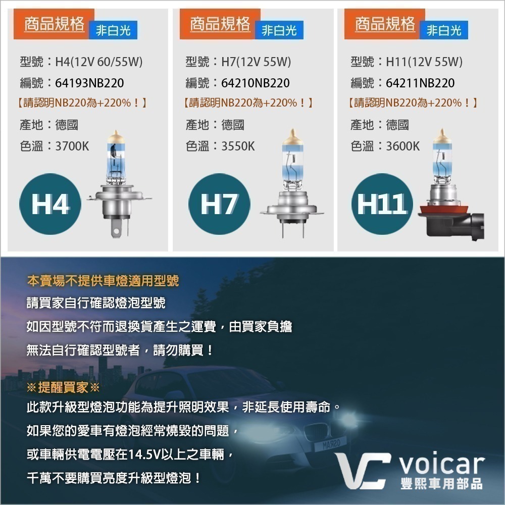 【OSRAM 歐司朗】Night Breaker 220 增亮達200% 大燈 霧燈 燈泡 H4 H7 H11 六個月-細節圖7
