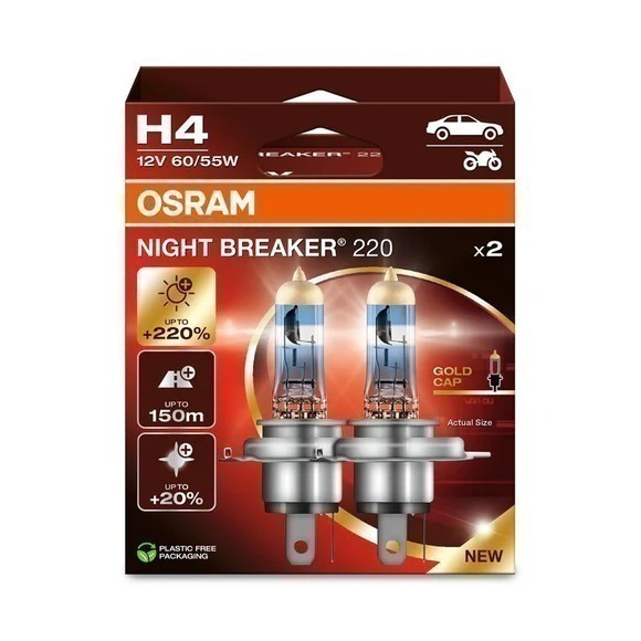 【OSRAM 歐司朗】Night Breaker 220 增亮達200% 大燈 霧燈 燈泡 H4 H7 H11 六個月-規格圖8
