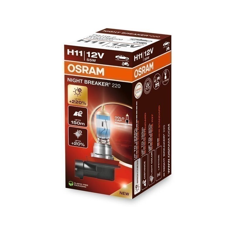 【OSRAM 歐司朗】Night Breaker 220 增亮達220% H4 H7 H11燈泡 六個月 【單顆裝】-規格圖10