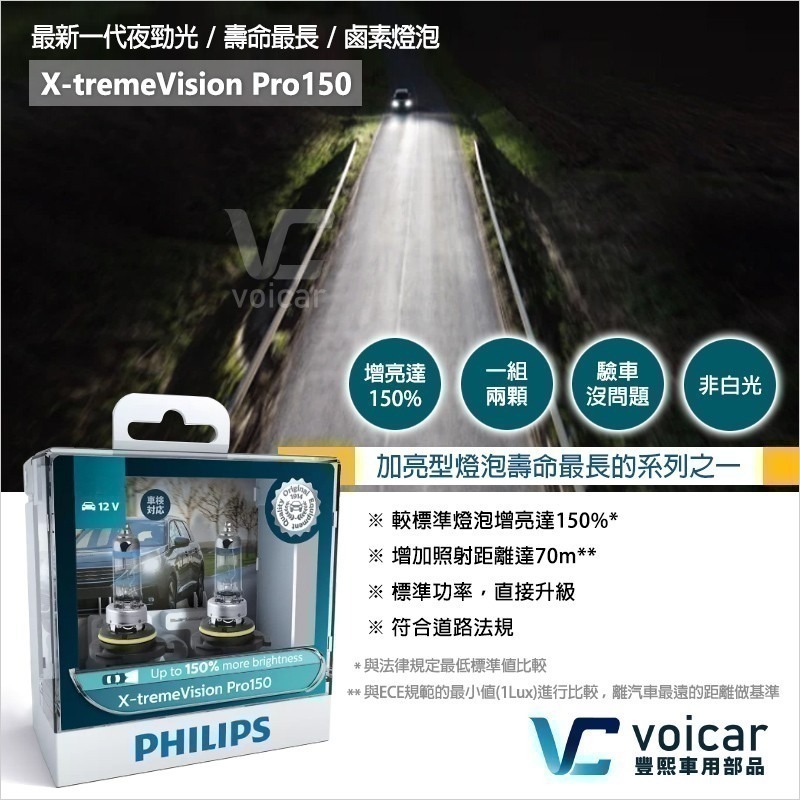 PHILIPS  X-tremeVision Pro150夜勁光+150%燈泡 H11 HB3 HB4 9012 H7-細節圖2