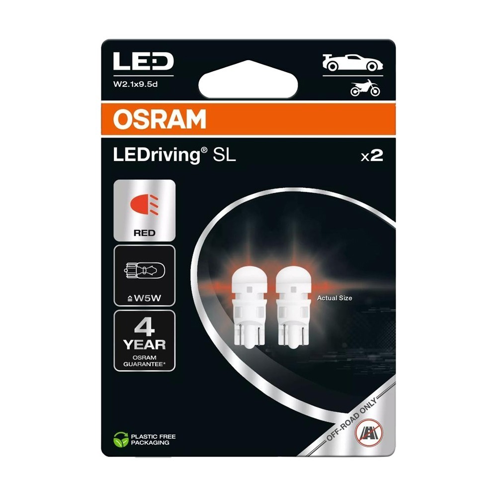 【新品】OSRAM 2825DRP T10 168 194 W5W LED 紅光燈泡-規格圖5