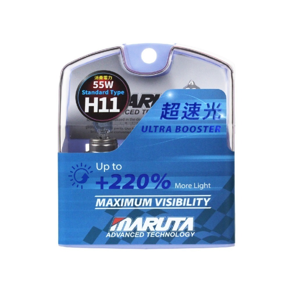 【MARUTA】【合法驗車】【贈T10燈泡】ULTRA BOOSTER +220% H11 (超速光 H11鹵素燈泡)-細節圖2