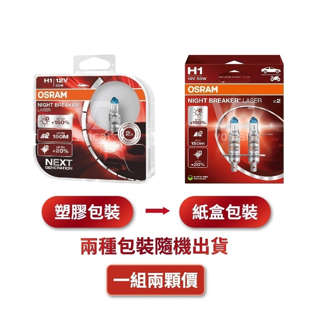 【OSRAM 歐司朗】LASER雷射星鑽 耐激光增亮+150% 大燈小燈 燈泡 H1-細節圖3