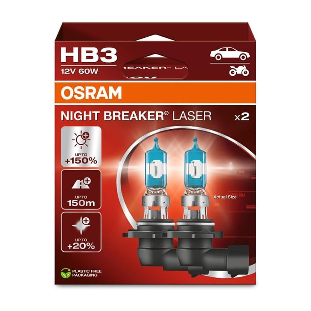 【OSRAM 歐司朗】LASER雷射星鑽 耐激光增亮+150% 大燈小燈 燈泡 HB3 9005-細節圖2