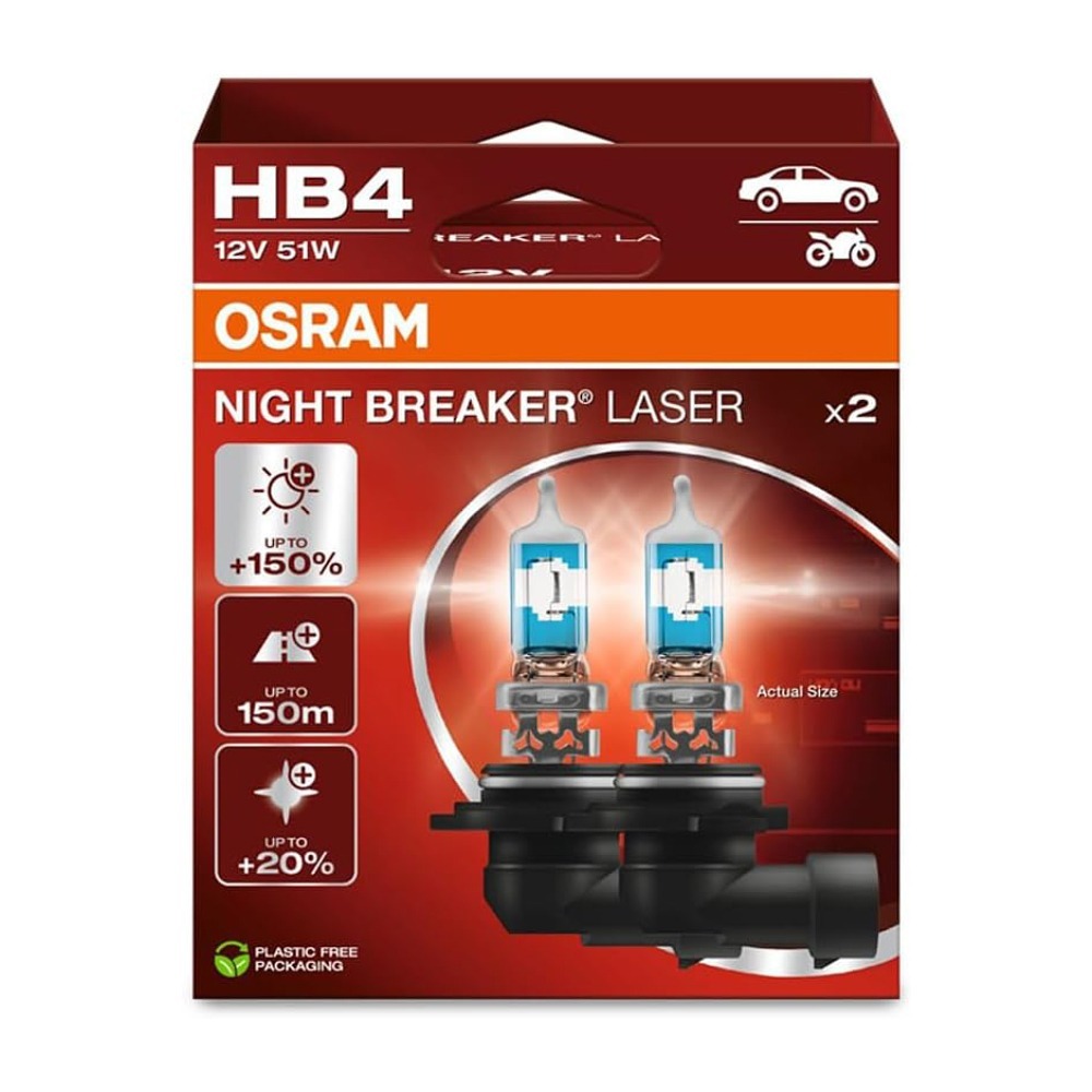 【OSRAM 歐司朗】LASER雷射星鑽 耐激光增亮+150% 大燈小燈 燈泡 9006 HB4-細節圖2