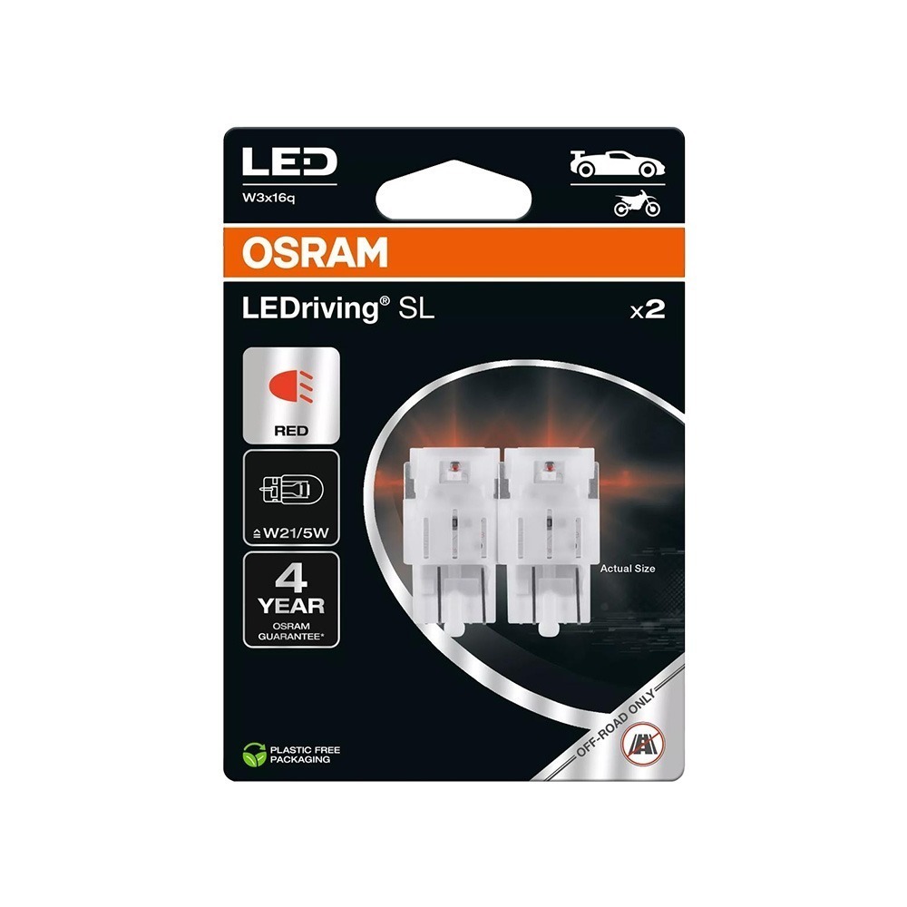 【OSRAM 歐司朗】義大利製 7515DRP T20 7443 W21/5W LED 紅光 雙芯 煞車/尾燈燈泡-規格圖5