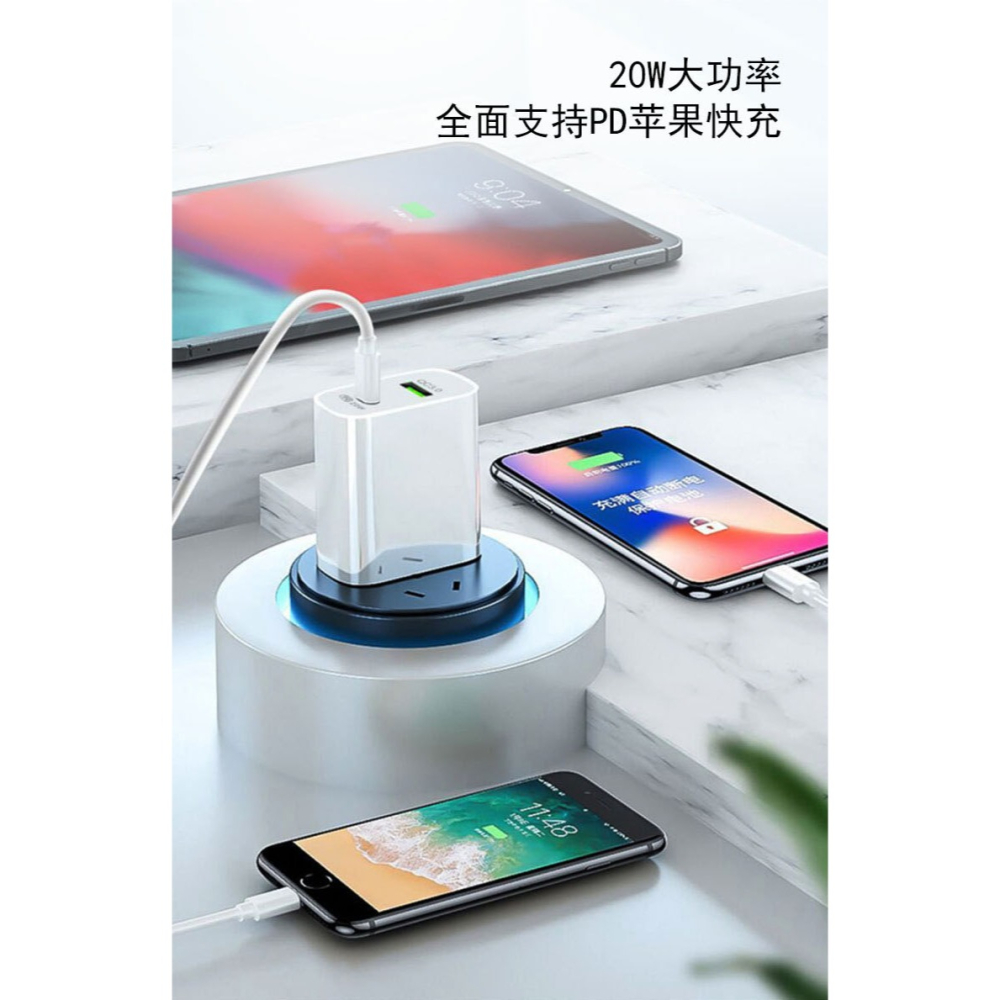 【台灣現貨】PD快充+QC 3.0快充 18W 雙口充電器 android、IOS通用-細節圖6