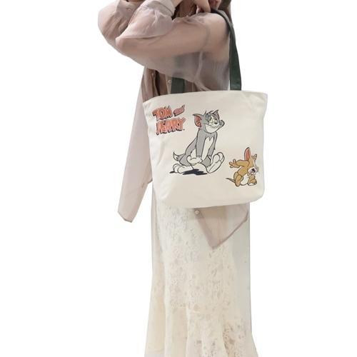 阿猴達可達 JAPAN日本限定 Tom and Jerry 湯姆貓與傑利鼠 手提袋 外出袋 隨行包 文青袋 補習袋 全新-細節圖7