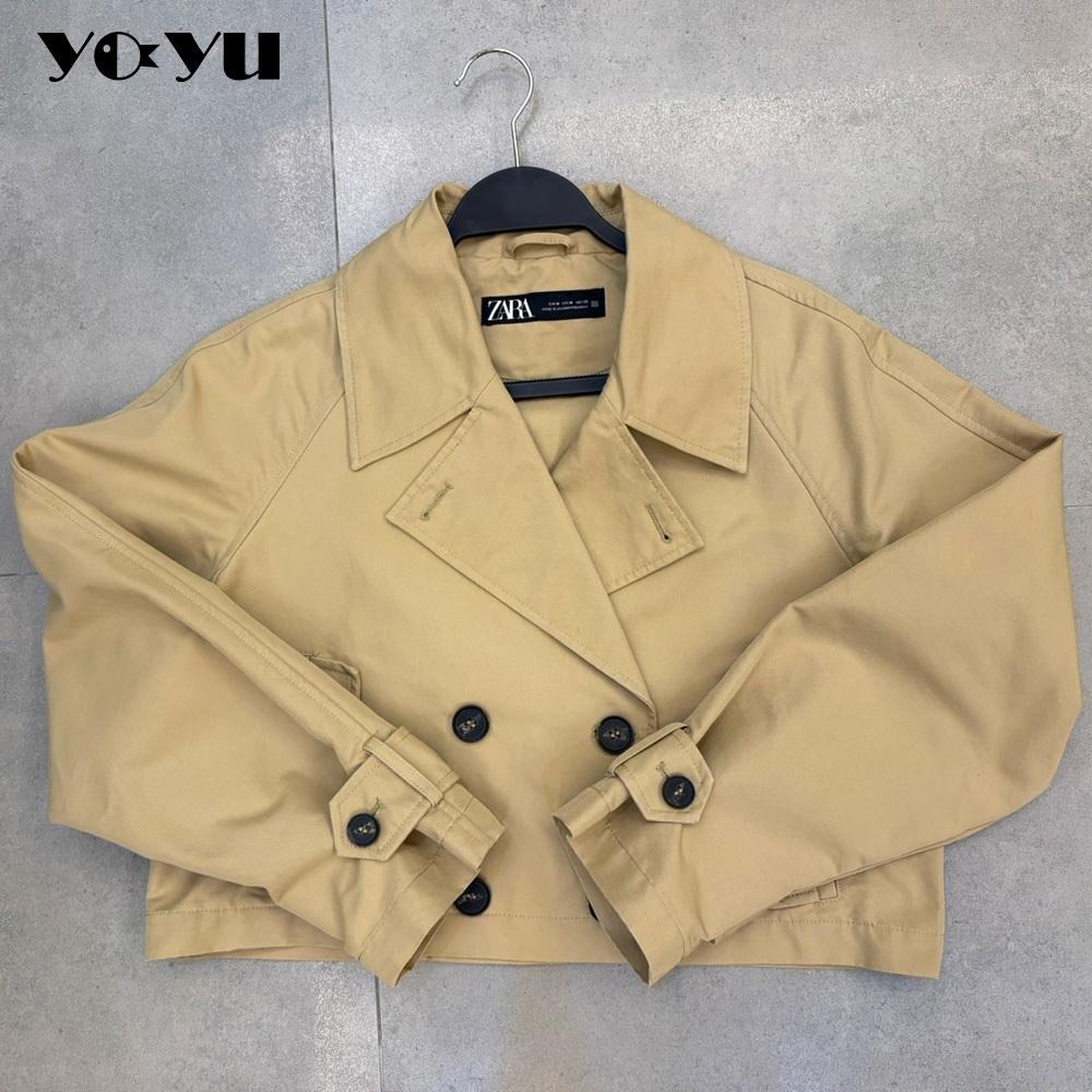 ZARA短版風衣外套 歐美風 時尚女裝 短款風衣 寬松 百搭外套 Zara 上衣 衣服 冬季 騎車 夏季新品 夾克二手-細節圖2