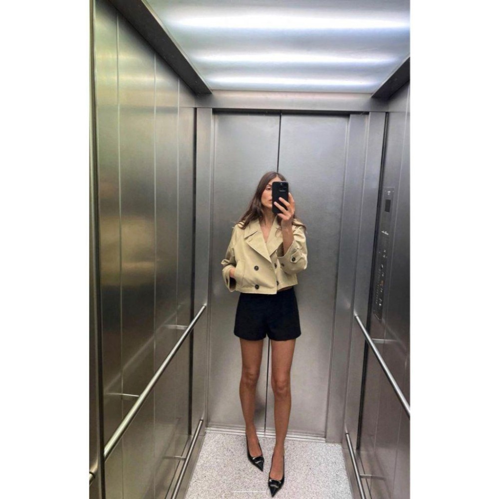 ZARA短版風衣外套 歐美風 時尚女裝 短款風衣 寬松 百搭外套 Zara 上衣 衣服 冬季 騎車 夏季新品 夾克二手-細節圖3