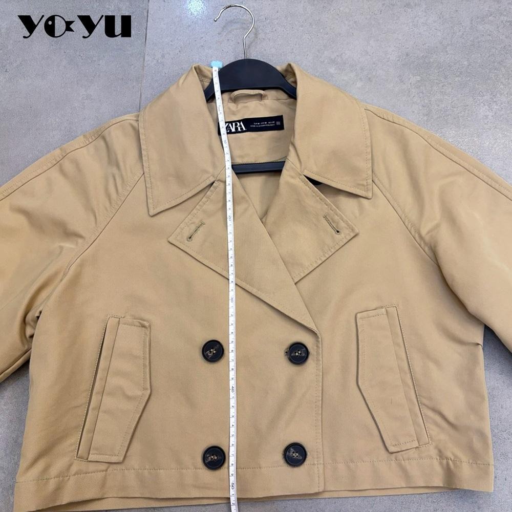 ZARA短版風衣外套 歐美風 時尚女裝 短款風衣 寬松 百搭外套 Zara 上衣 衣服 冬季 騎車 夏季新品 夾克二手-細節圖8