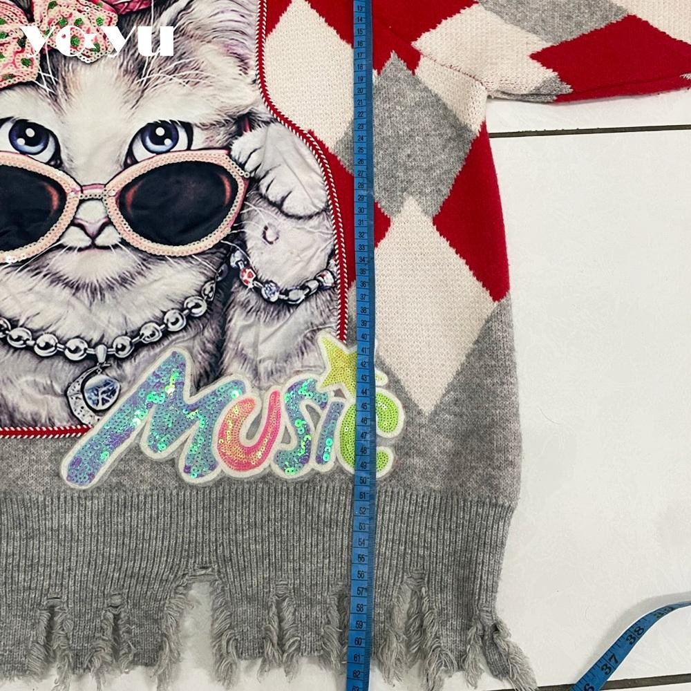 高領流蘇毛衣/不規則貓咪毛衣 針織衫 聖誕節 聖誕樹 聖誕節 保暖 設計 二手女裝 9.9成新只穿一次清倉 衣服交換禮物-細節圖8