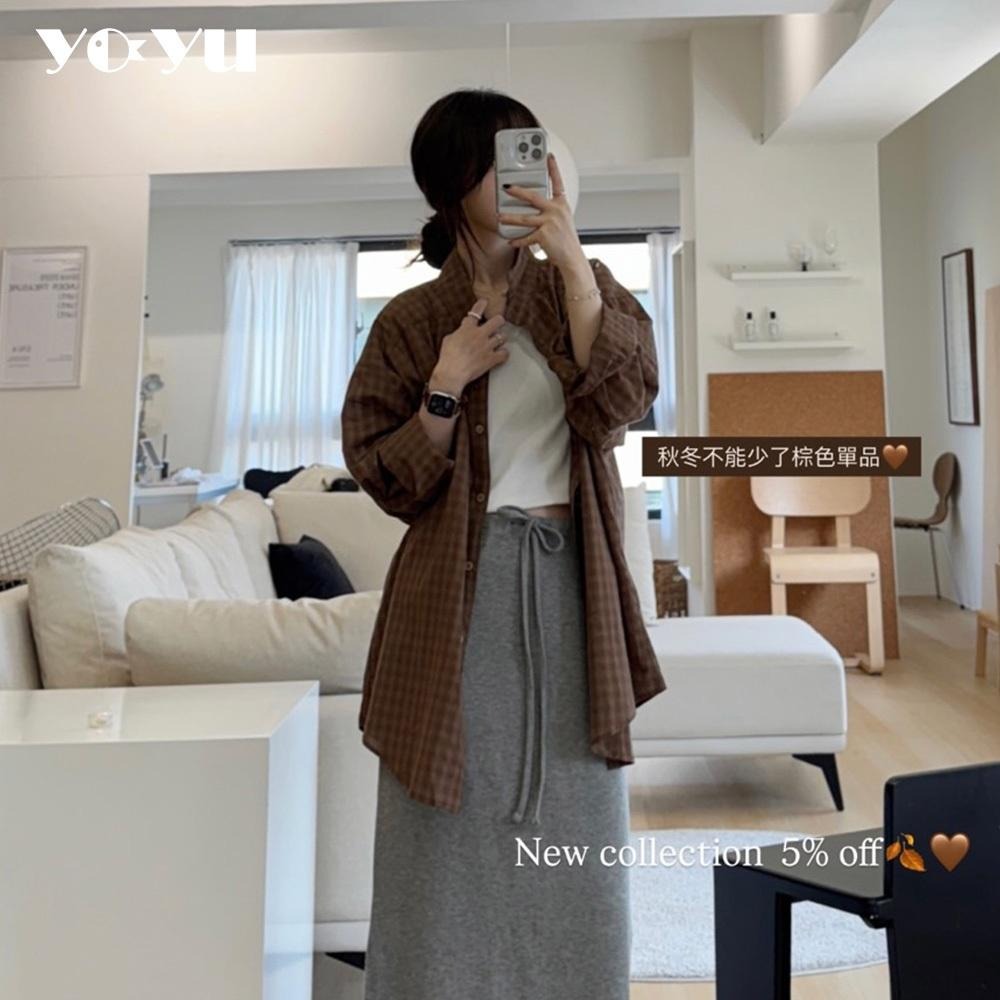 roustudio 復古顯瘦 秋日序曲格紋襯衫 楓葉格紋襯衫 韓國代購 正品 上衣襯衫 秋冬季 二手衣 外套 輕薄 風-細節圖2