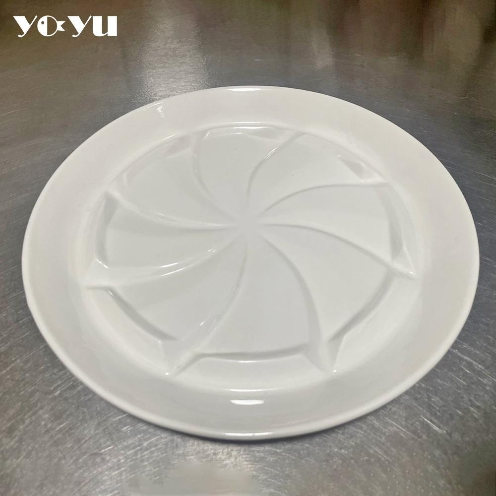 hippo健康油切盤 26cm大尺寸 瀝油 瀝水 瀝湯好幫手 造型餐盤 純白 解凍 旋轉餐盤 碟子 盤子 墊子 防蟻盤-細節圖4