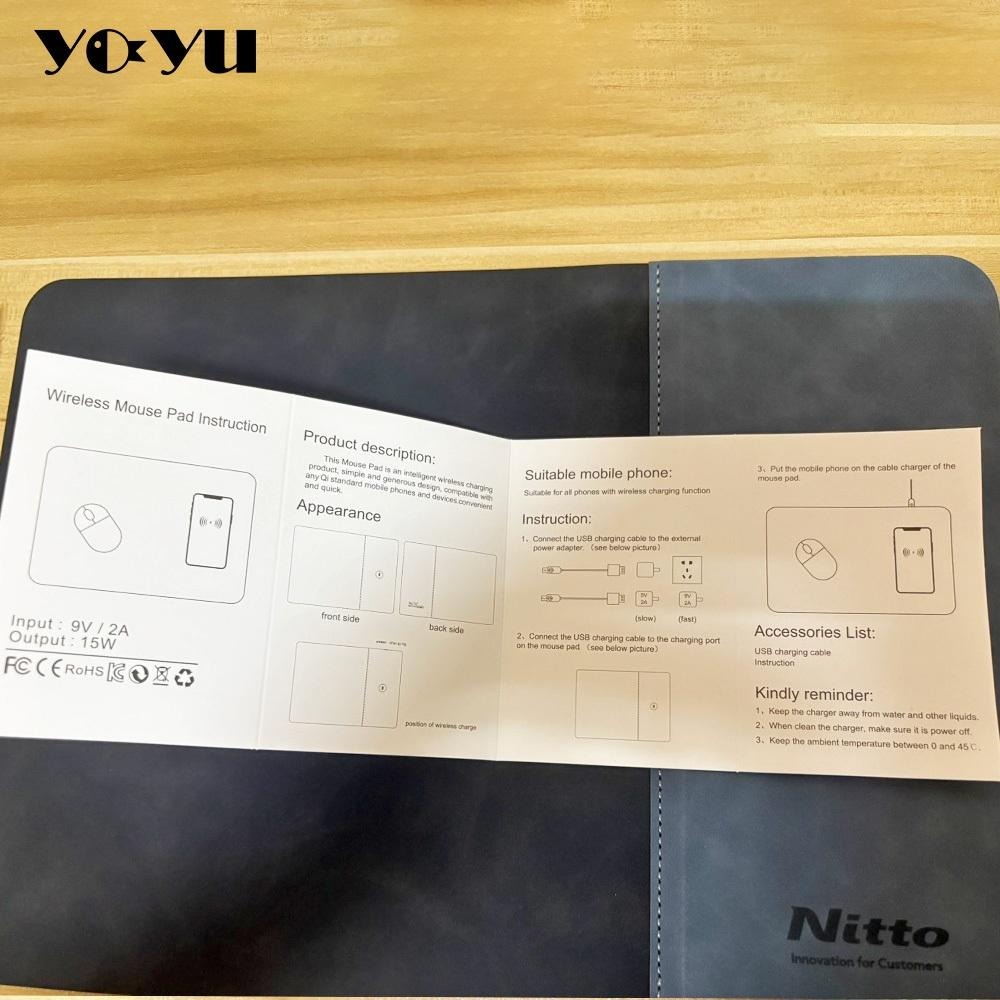 Nitto無線充電滑鼠墊15W PU皮 無線充 滑鼠墊 日東電工 手機充電 一放即充-細節圖3