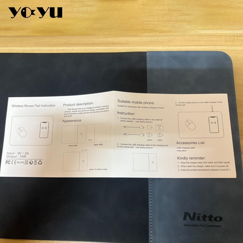 Nitto無線充電滑鼠墊15W PU皮 無線充 滑鼠墊 日東電工 手機充電 一放即充-細節圖4