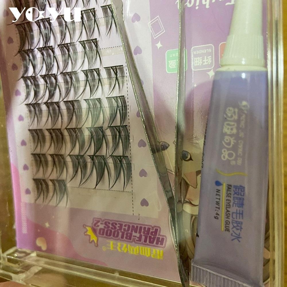 假睫毛套裝組 貓系睫毛 女團V型太陽花 純慾 精靈 懶人睫毛 仙子 上下睫毛 自然濃密 氧氣女孩 台灣現貨 二手-細節圖3