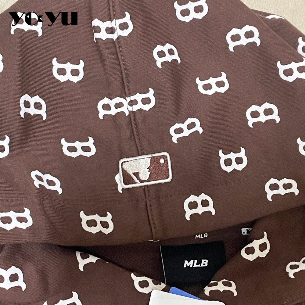 MLB 連帽上衣 帽T MONOGRAM 老花系列 波士頓紅襪隊 連帽衣 秋冬季 上衣 女款 運動休閒 居家上衣 滿版-細節圖5