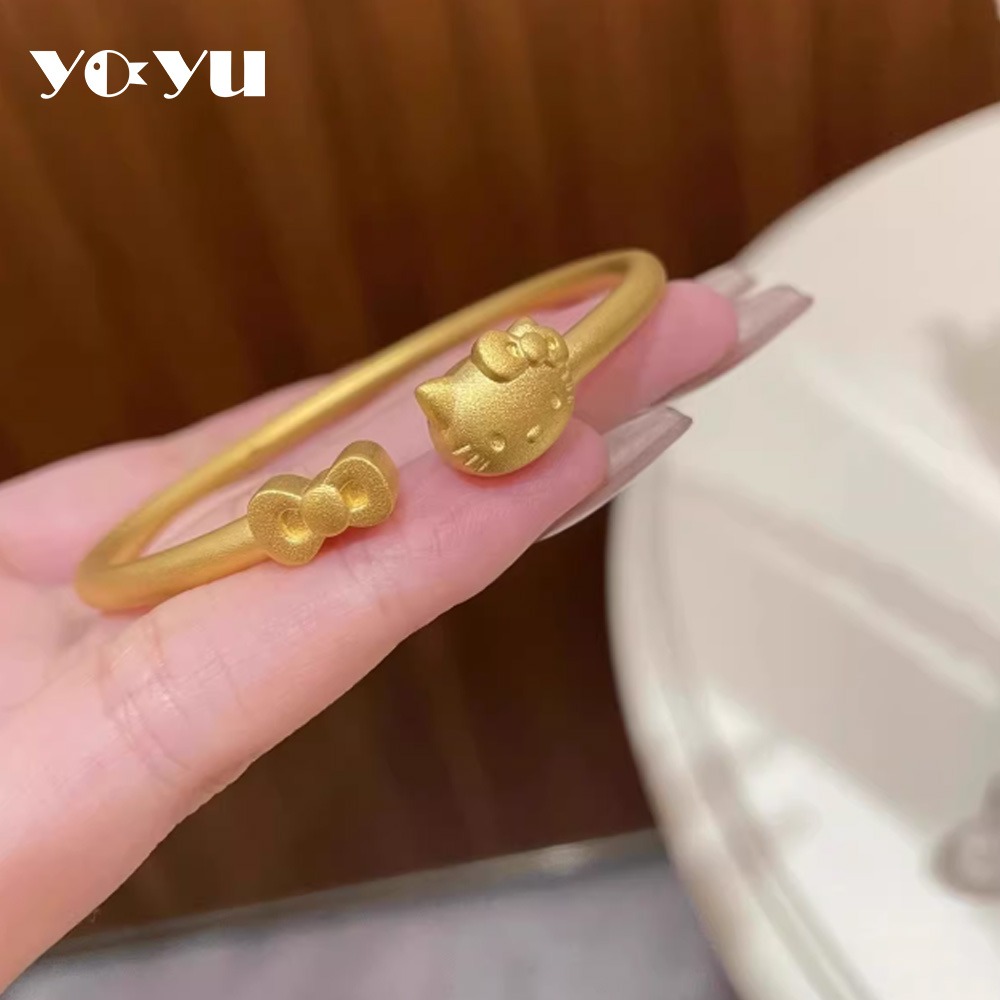hello kitty手鐲 可愛 多款任選 幸運草款 手鍊 金色 情人節 百搭 白色情人 氣質 淑女 禮物 過年 現貨-細節圖2