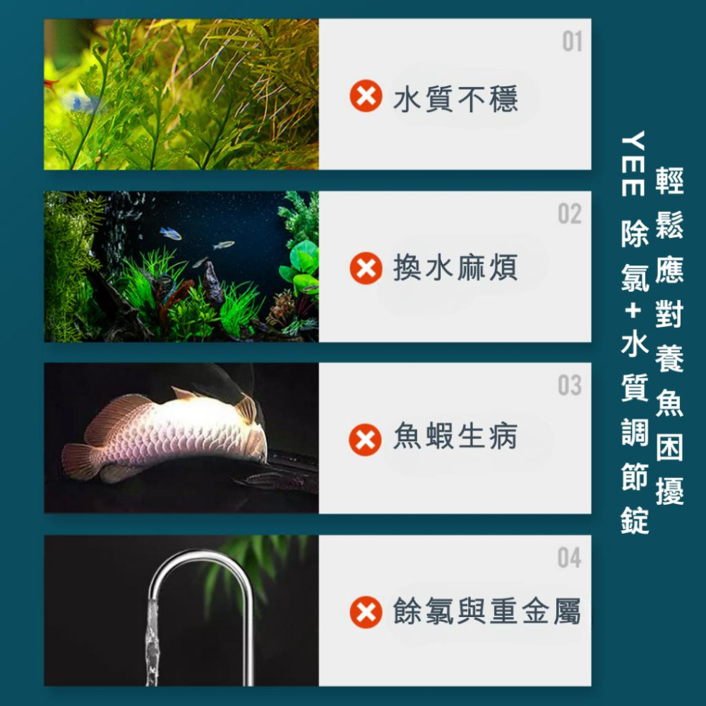 [現貨]YEE 除氯+水質調節錠 水質澄清片 除綠水 混濁 沉澱懸浮微粒 水穩 魚缸凈水劑 水質淨化 淨化片 水質穩定劑-細節圖5