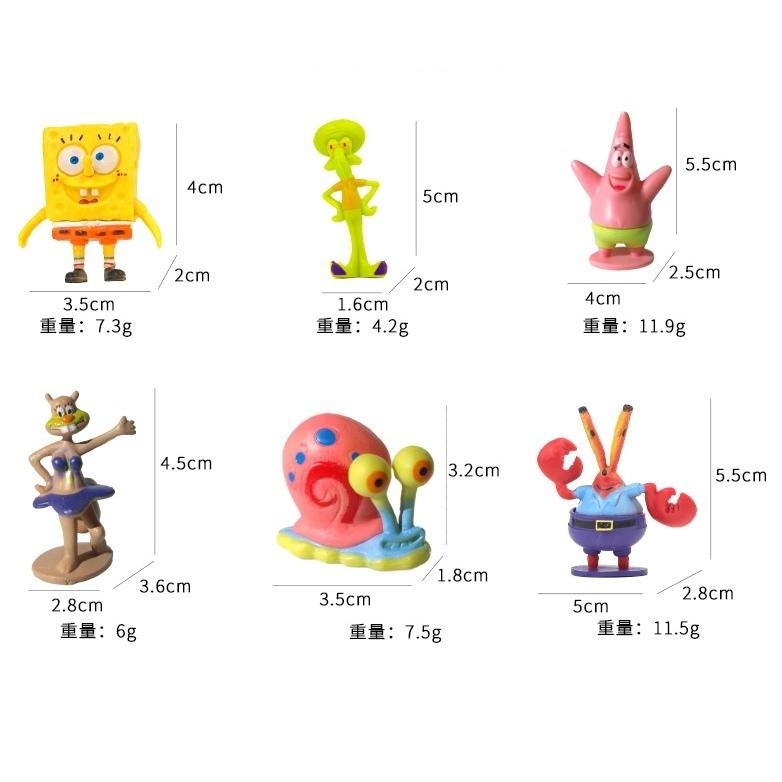 [現貨 ]魚缸 水族箱 實心公仔 海綿寶寶系列 6件組 派大星 蟹老闆 蛋糕 多肉 裝飾 擺飾-細節圖2