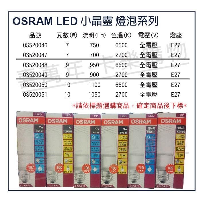 [喜萬年]含稅 OSRAM歐司朗 LED 7W 6500K 白光 E27 全電壓 小晶靈 球泡燈_OS520046-細節圖2